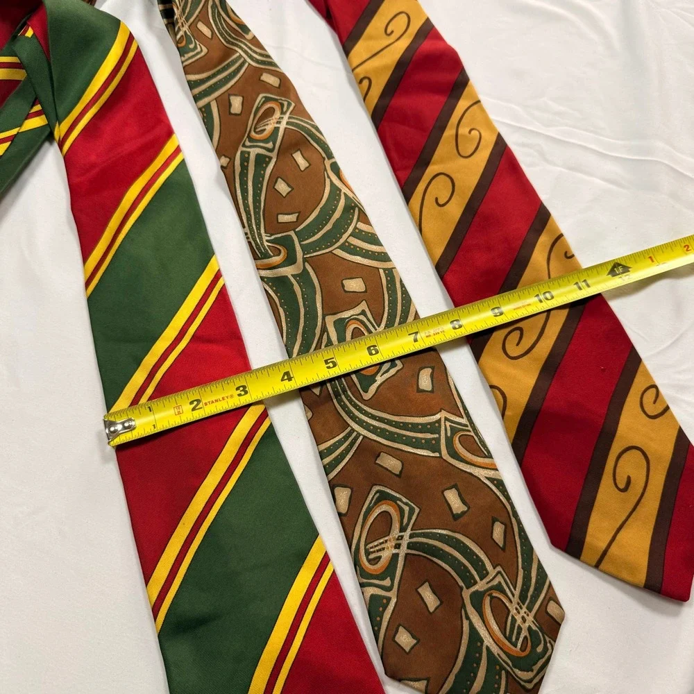Guy Laroche Paris Lot of 3‎ Vintage Silk Ties Geometric Abstract Striped Mens